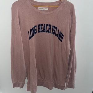 Pink long beach island crew neck sweatshirt